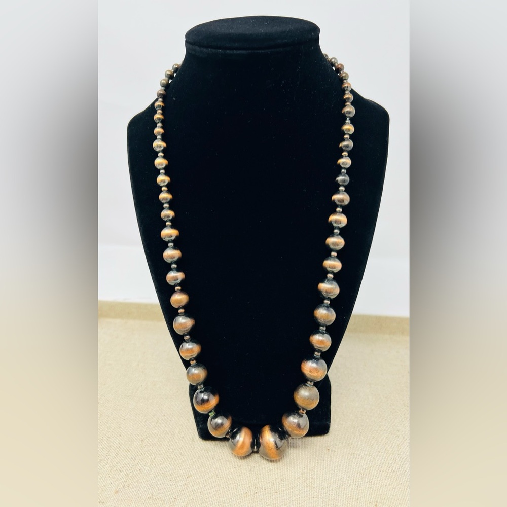 Alabaster Bronze Colored Navajo Pearl Inspired Beaded Necklace